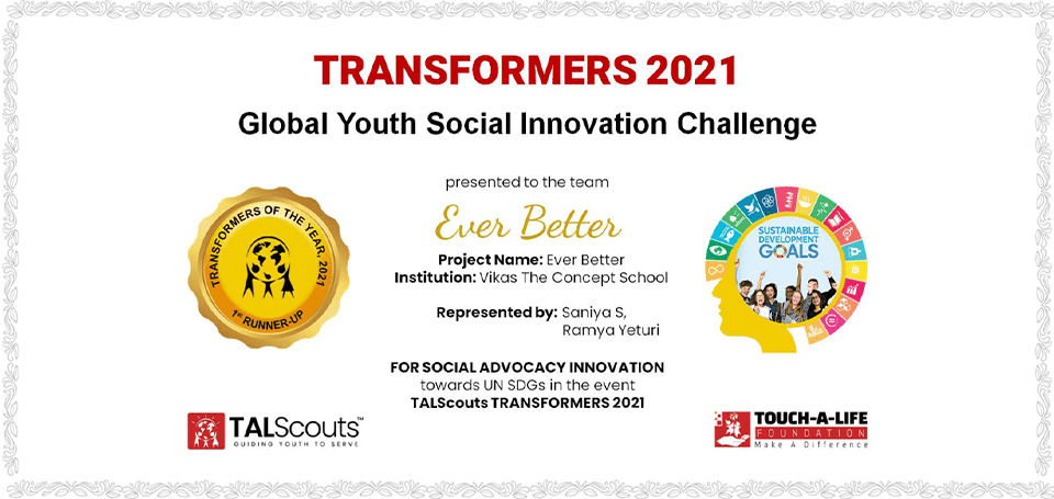 1st Runner up in Social Advocacy track