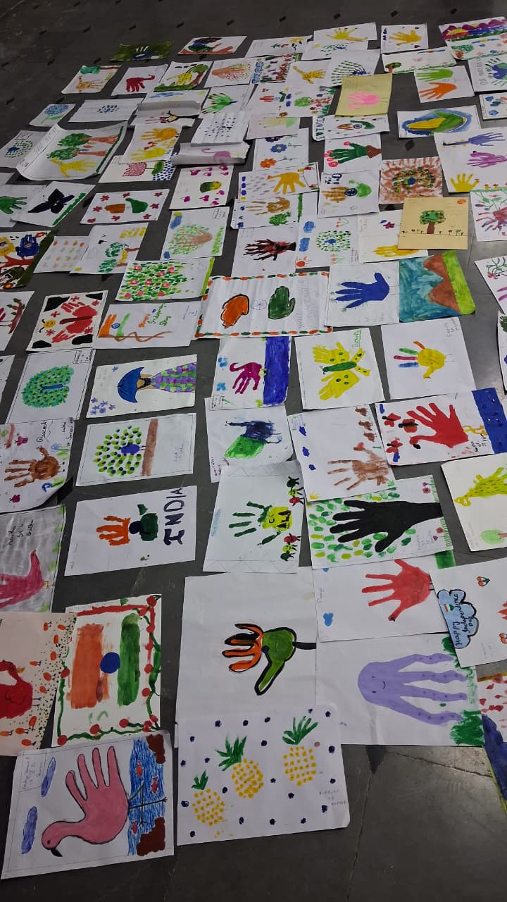 Hand print and designs with buttons (2)