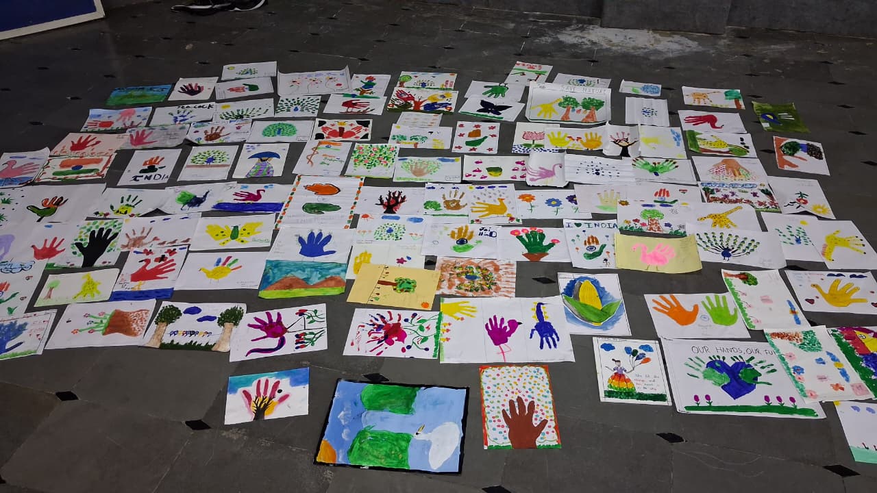 Hand print and designs with buttons (3)